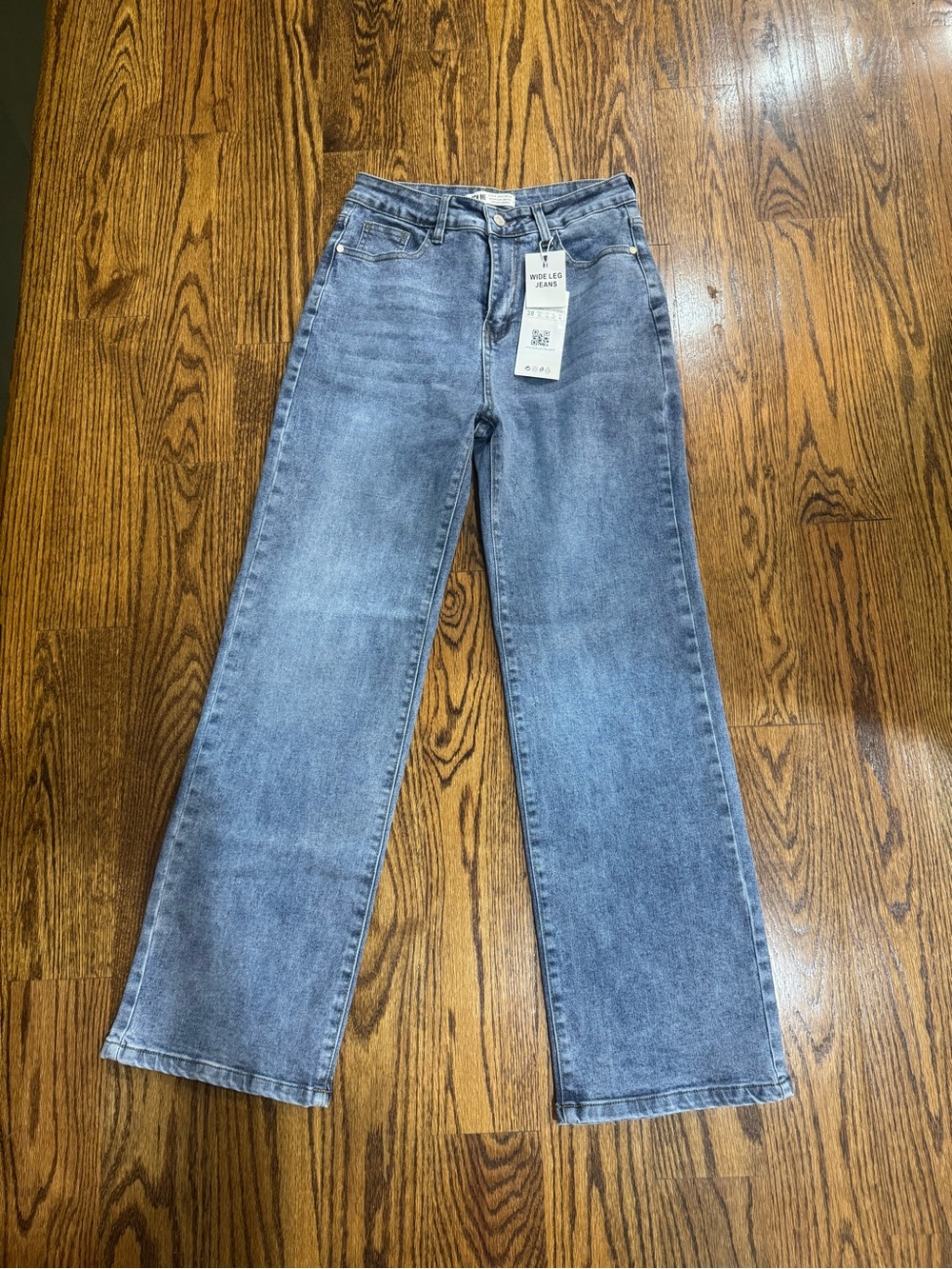 Katch Me Women’s Wide Leg Jeans UK 10, US 6, 28 Waist Mid Rise Casual Denim